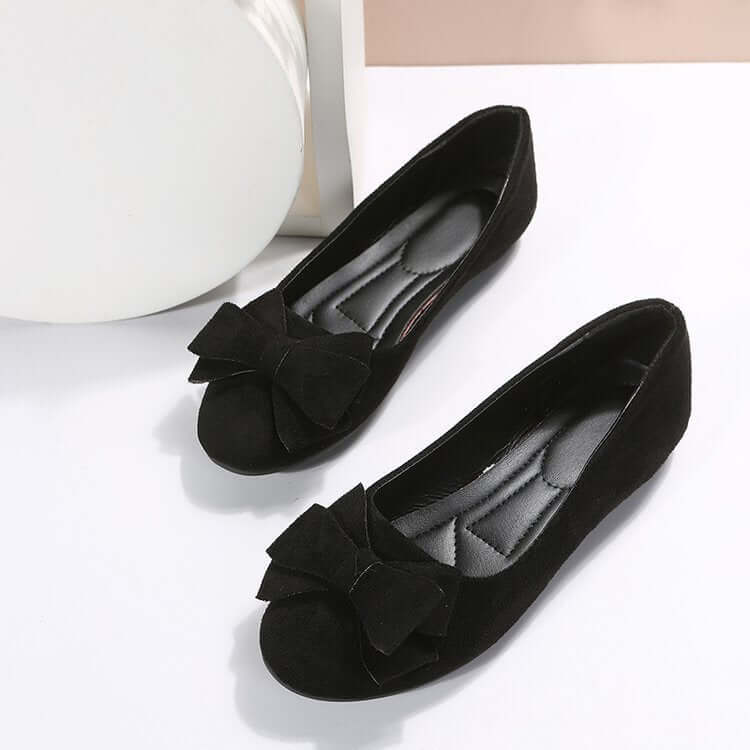 Plus Size Flat Casual Shoes Women's Suede Bow Round Head Gommino