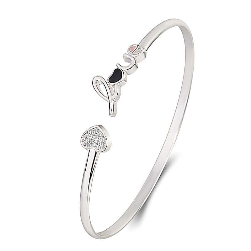 Heart Shaped Full Of Diamond Silver Plated Love Bracelet