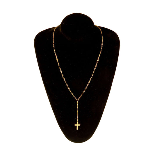 Y-shaped Handmade Beaded Crystal Cross Tassel Long Necklace