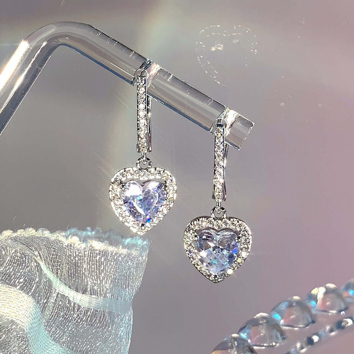 Women's Fashion Loving Heart Zircon Earrings