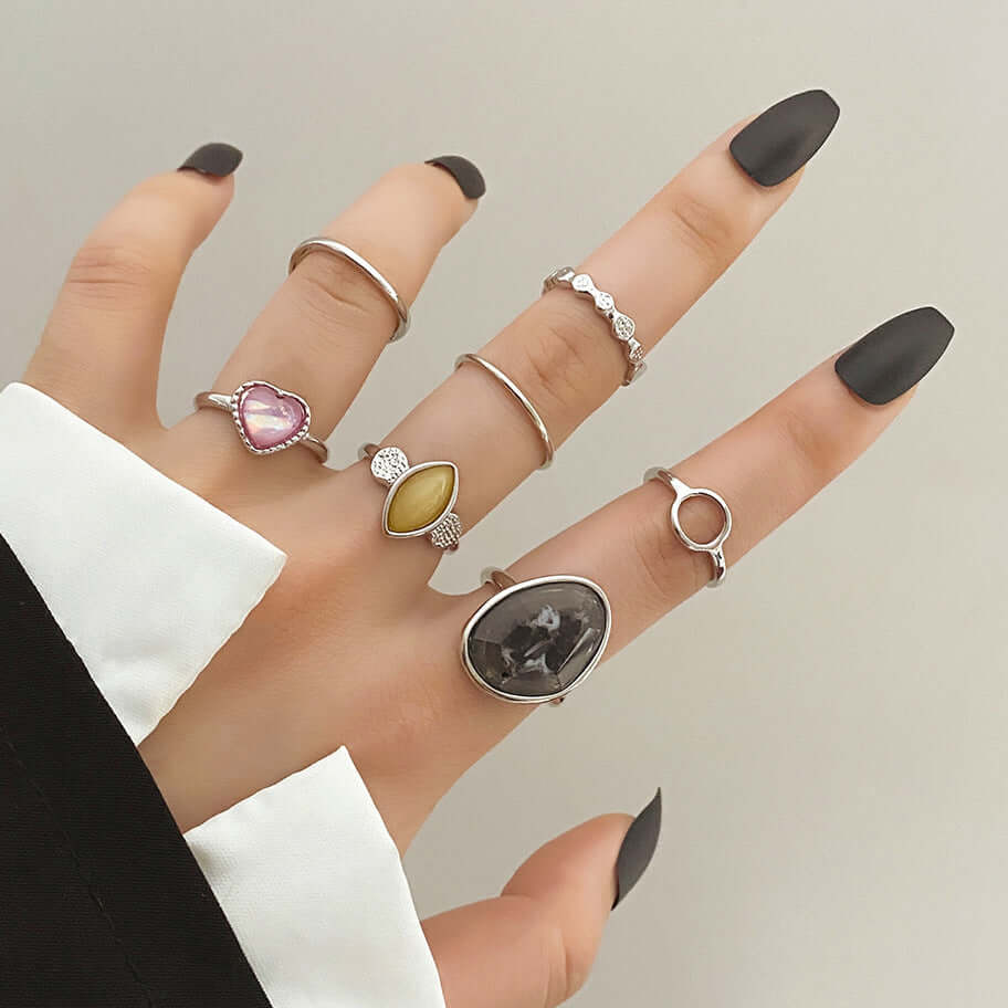 Classic Bohemian 7 Piece Ring Set