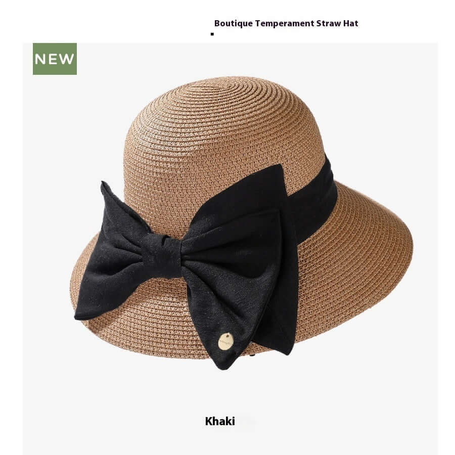 Light Luxury High End Encryption Straw Summer Wide Brim Show Face Small Temperament Sun Hat