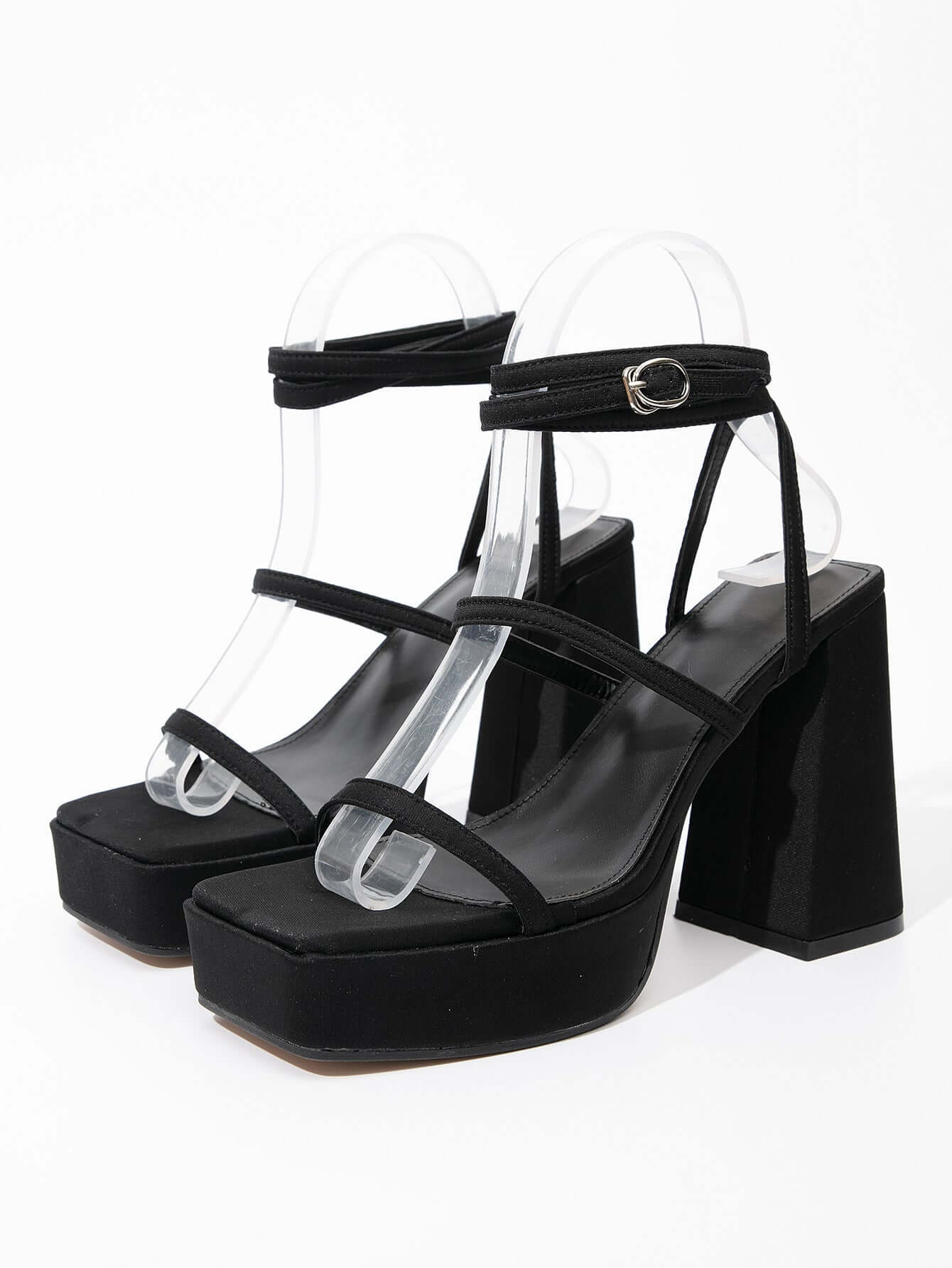 Buckle Strap Block Heeled High Heel Sandals