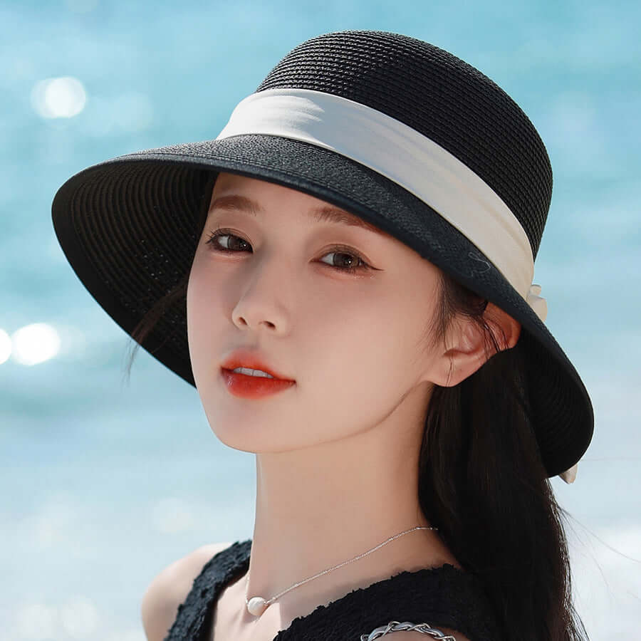 Elegant Straw Hat Summer New Big Brim Sunproof Sun Protection UV Protection