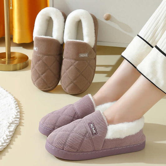 Women's Suede Mouth Indoor Corduroy Cotton Slippers