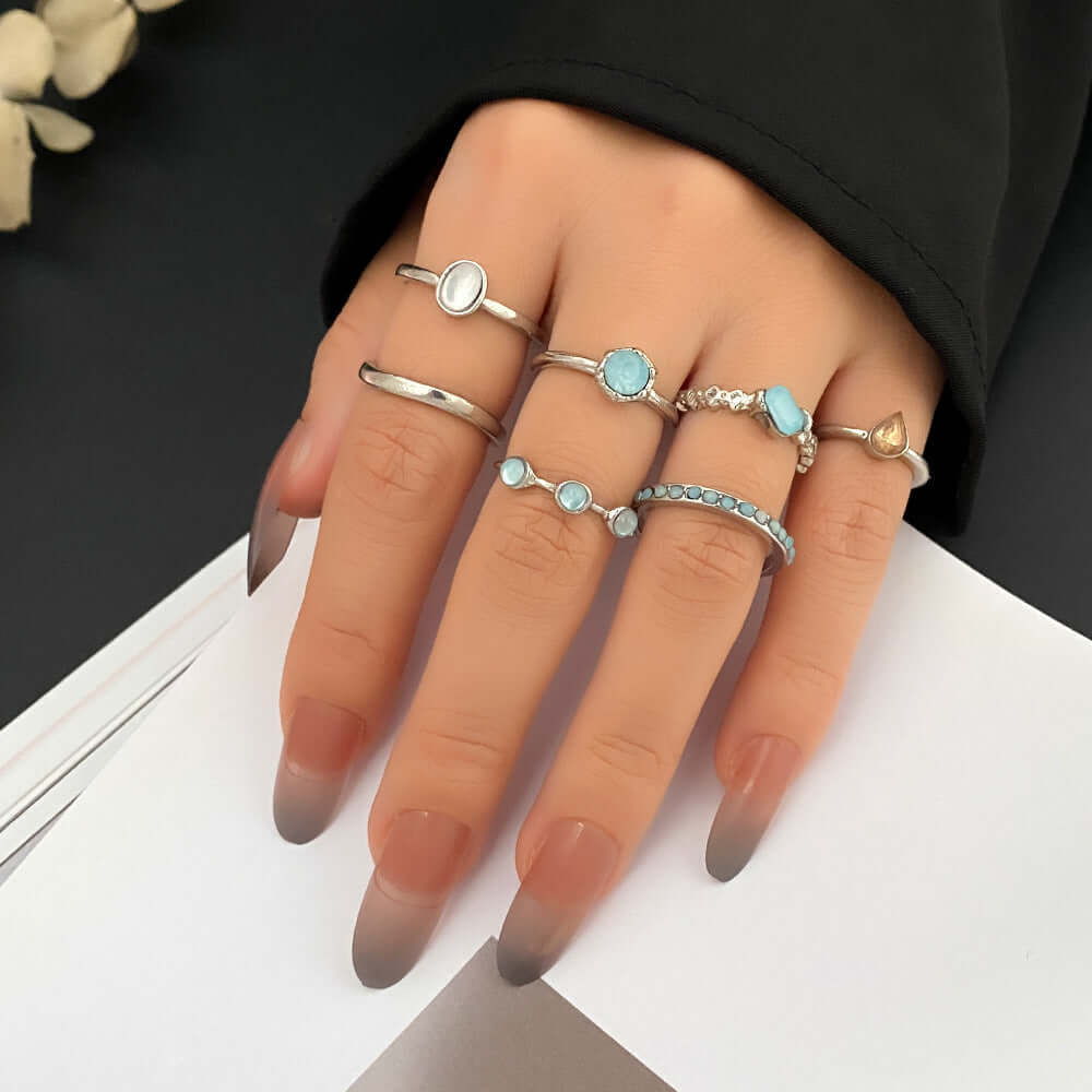 Classic Bohemian 7 Piece Ring Set