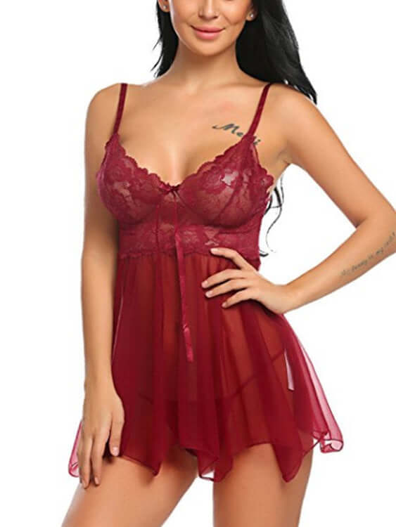 Sexy Lingerie Front Slit Nightdress