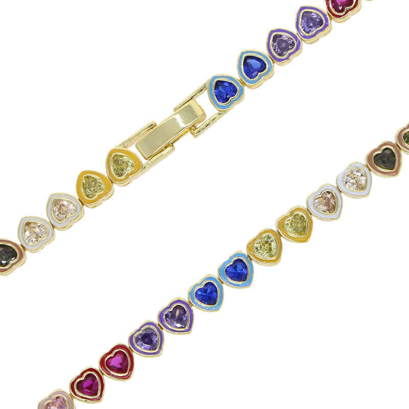 Colorful Zircon Tennis Chain Bracelet European And American Popular