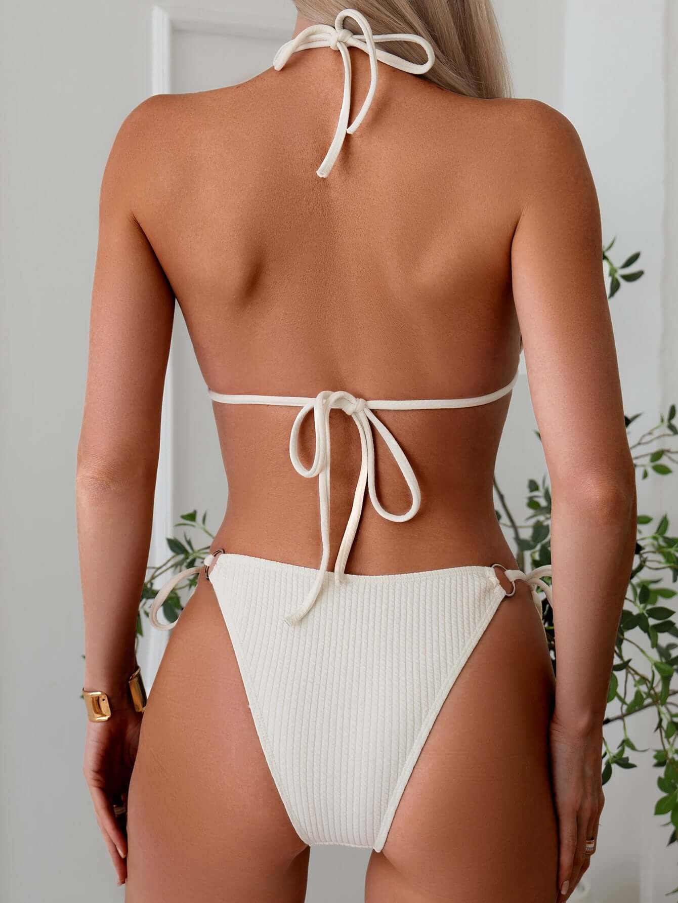 Cute Bikini Set Side Tie Thong Bandage Style Swimsuit