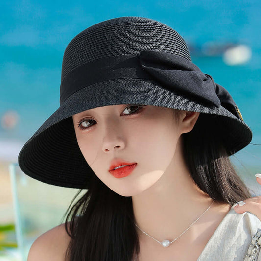 Light Luxury High End Encryption Straw Summer Wide Brim Show Face Small Temperament Sun Hat