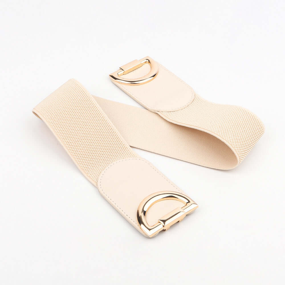 Elastic A Pair Of Buckles Wide Woman's Belt