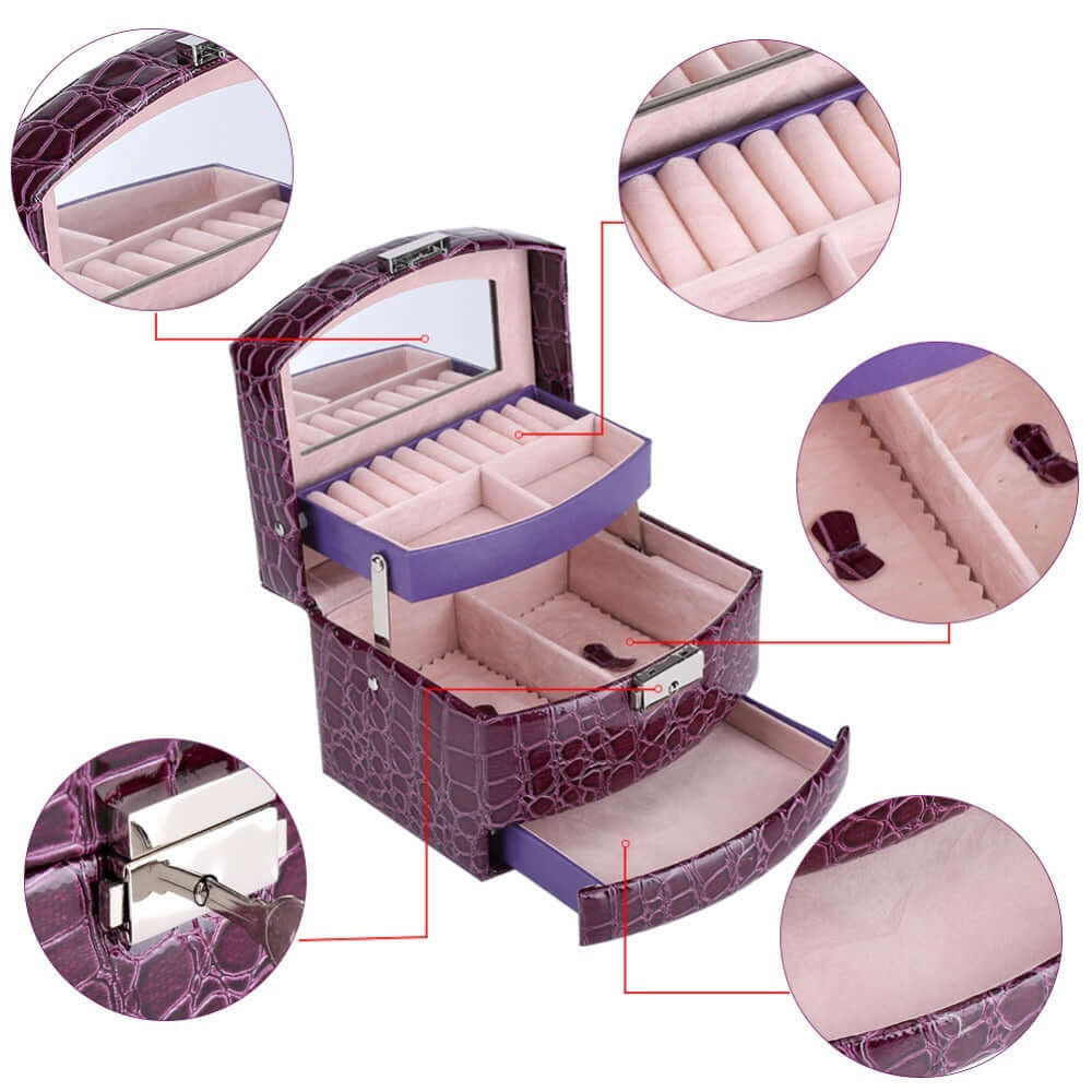 3 Layers Jewelry Boxes And Packaging Leather Look Makeup Organizer Storage Box Container Case Gift Box Women Cosmetic Casket