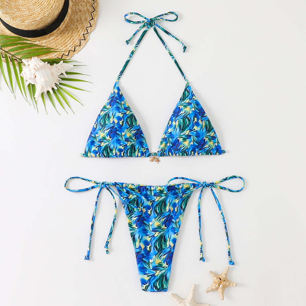 Two-Piece Vacation Women's Printed Tie Bikini Suit