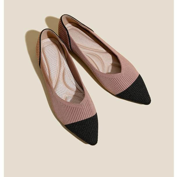 Pointed Toe Shallow Mouth Color Matching Flat Shoes