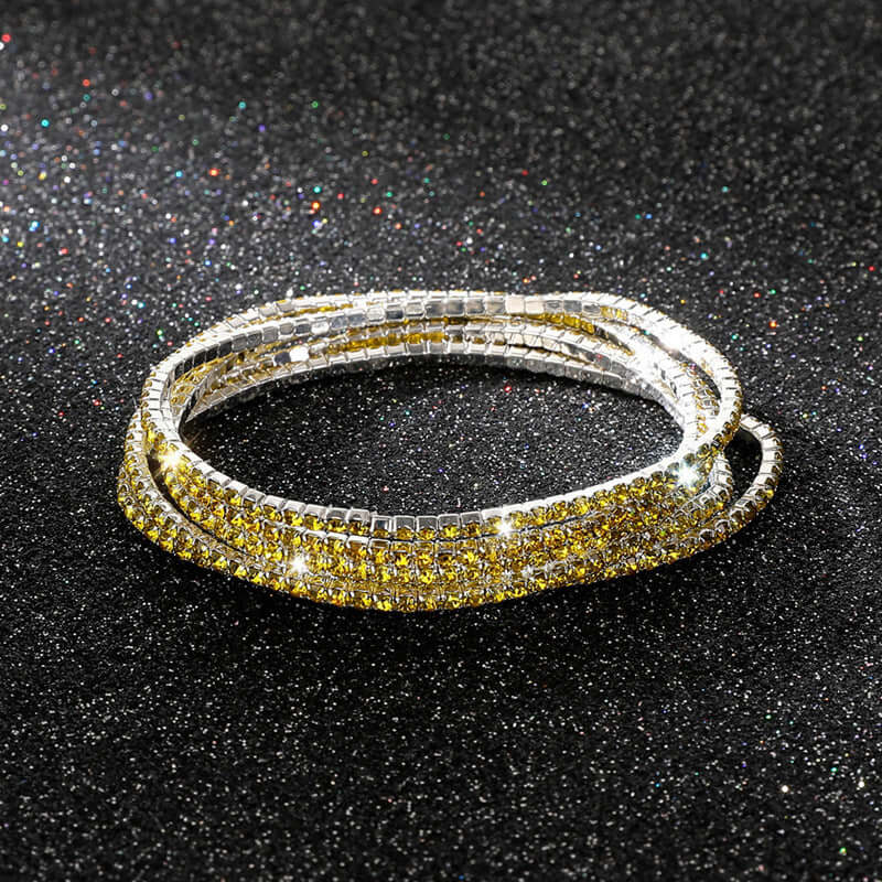 Diamond Embedded Stretch Bracelet 2mm Single Row Color