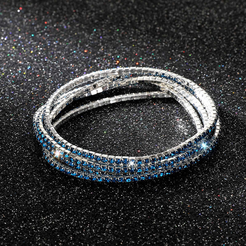 Diamond Embedded Stretch Bracelet 2mm Single Row Color