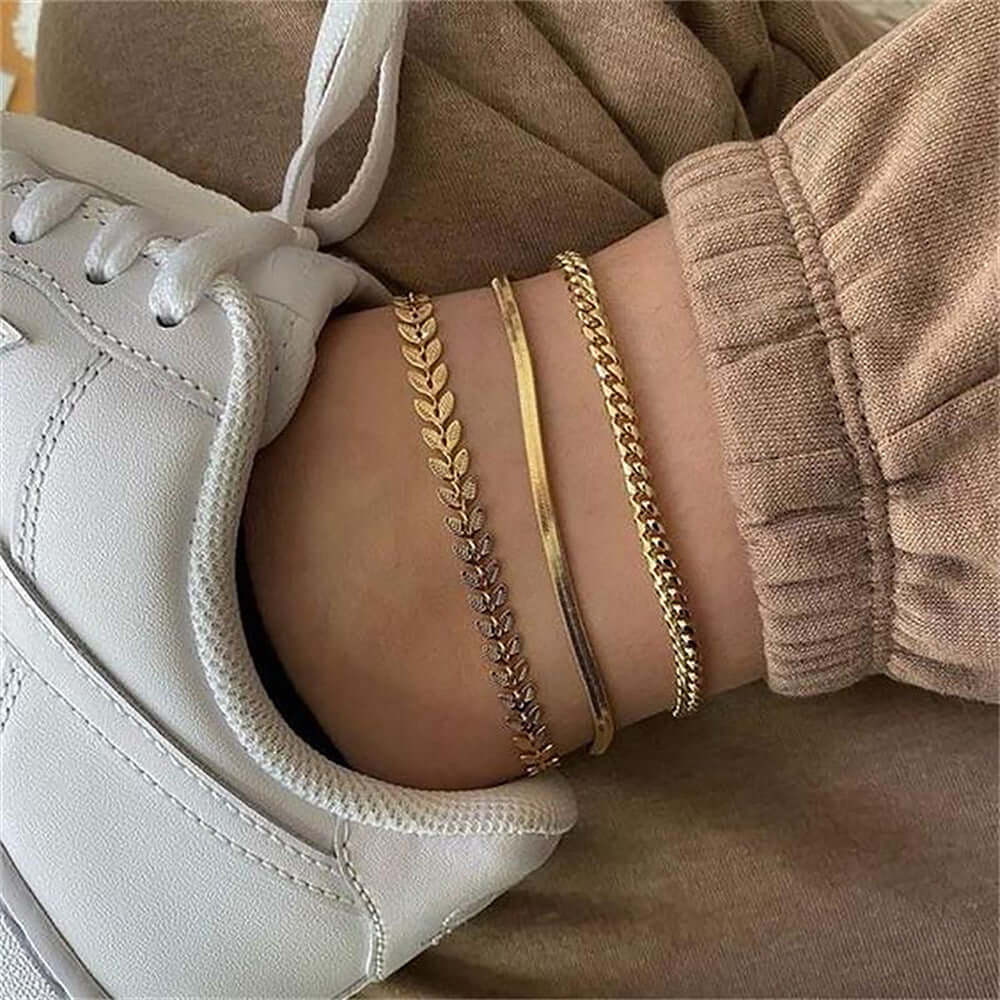 Retro 18K Gold Cross Fine Anklet For Women