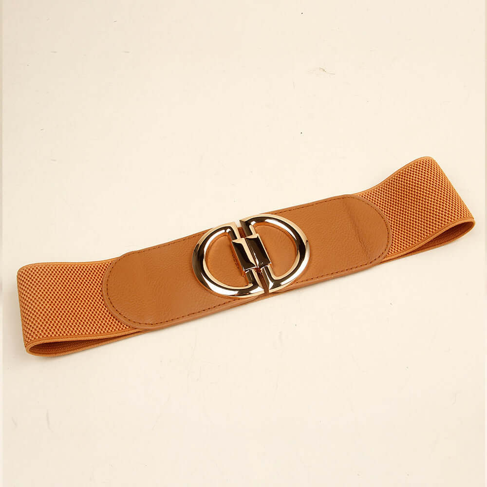 Elastic A Pair Of Buckles Wide Woman's Belt