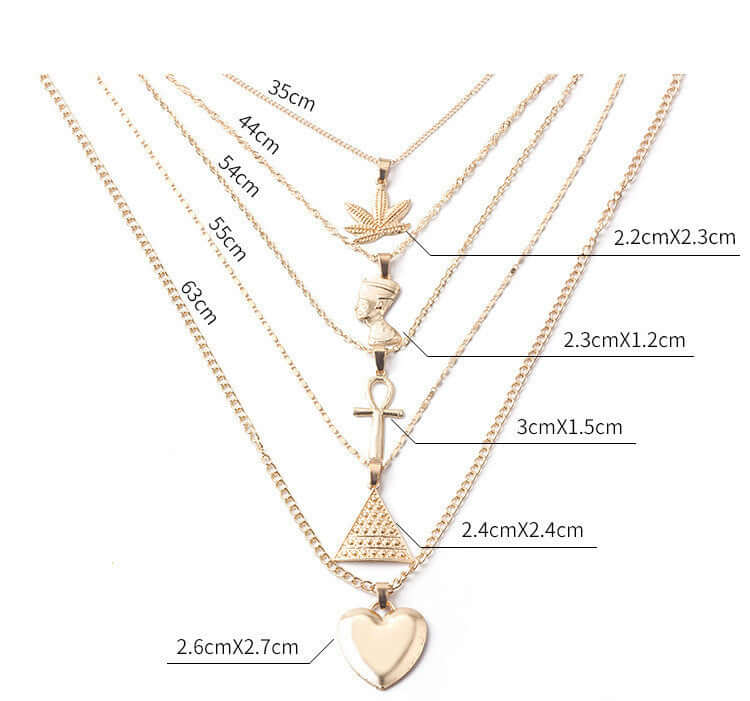 Cross Flower Multilayer Necklace Love Triangle Necklace