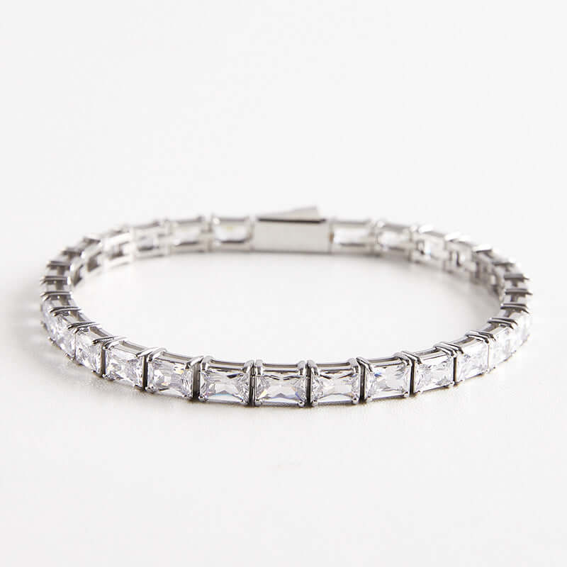 Stainless Steel Rectangular Zircon Tennis Bracelet