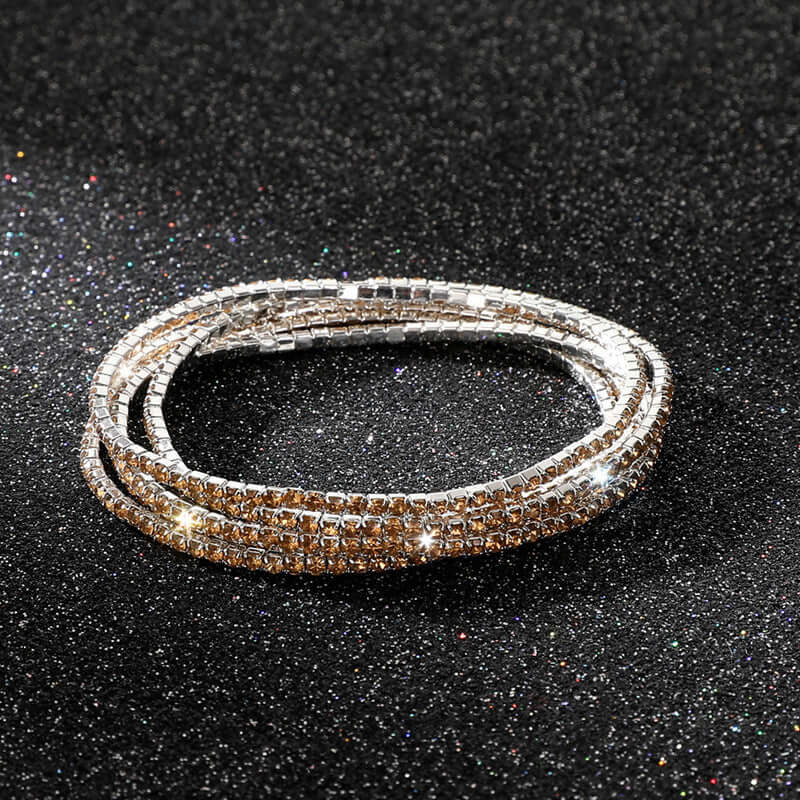 Diamond Embedded Stretch Bracelet 2mm Single Row Color