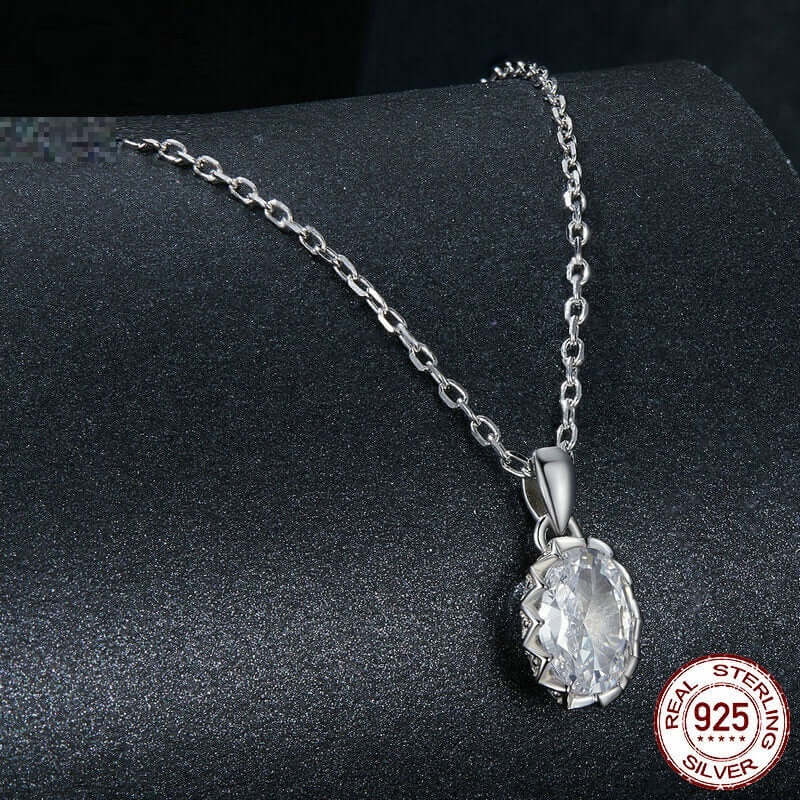 Sterling Silver S925 Light Luxury 1 Karat Shining Moissanite White Gold Plated Necklace