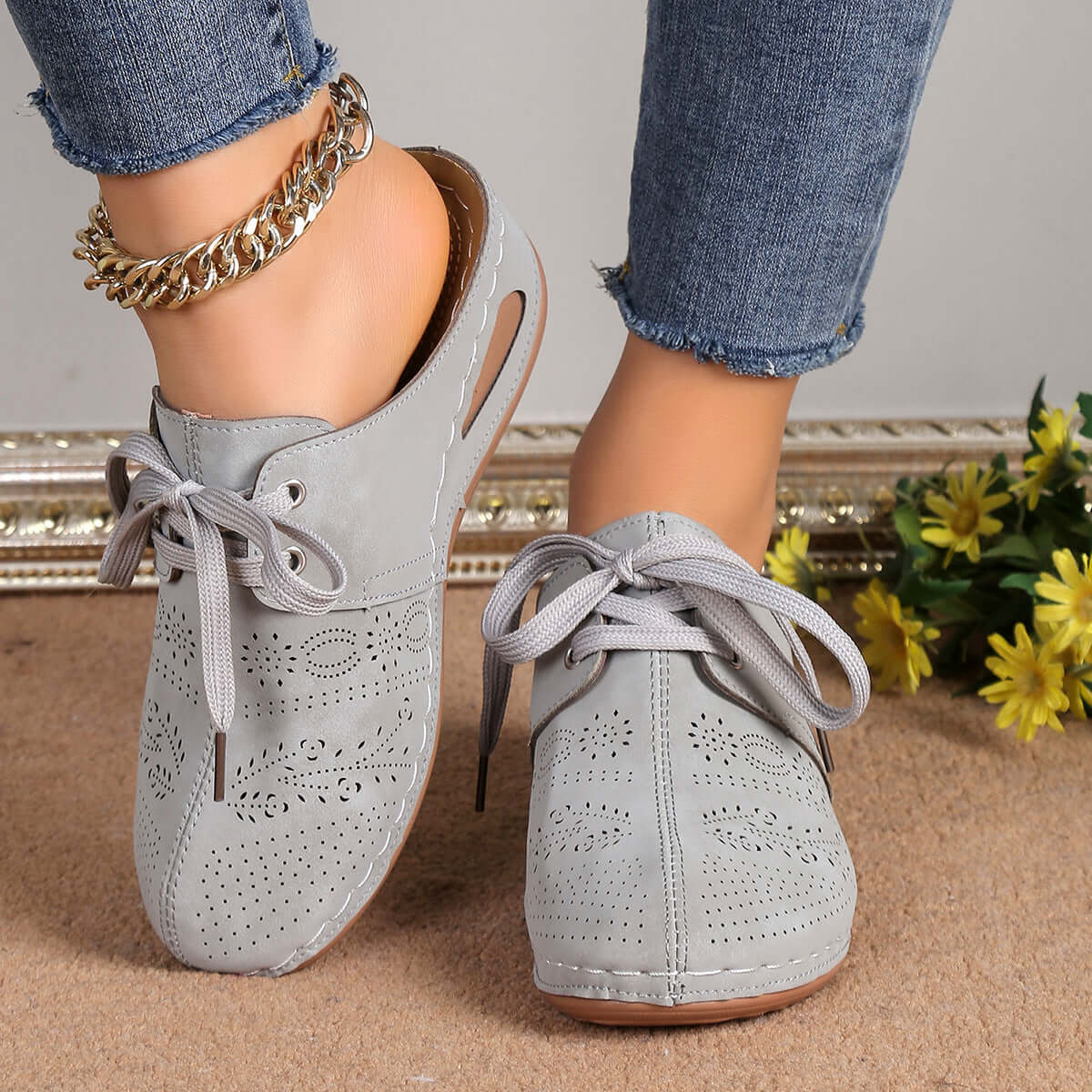 Summer Baotou Lace Up Slippers Outdoor Hollow Out Wedges Slippers For Women Sports Shoes