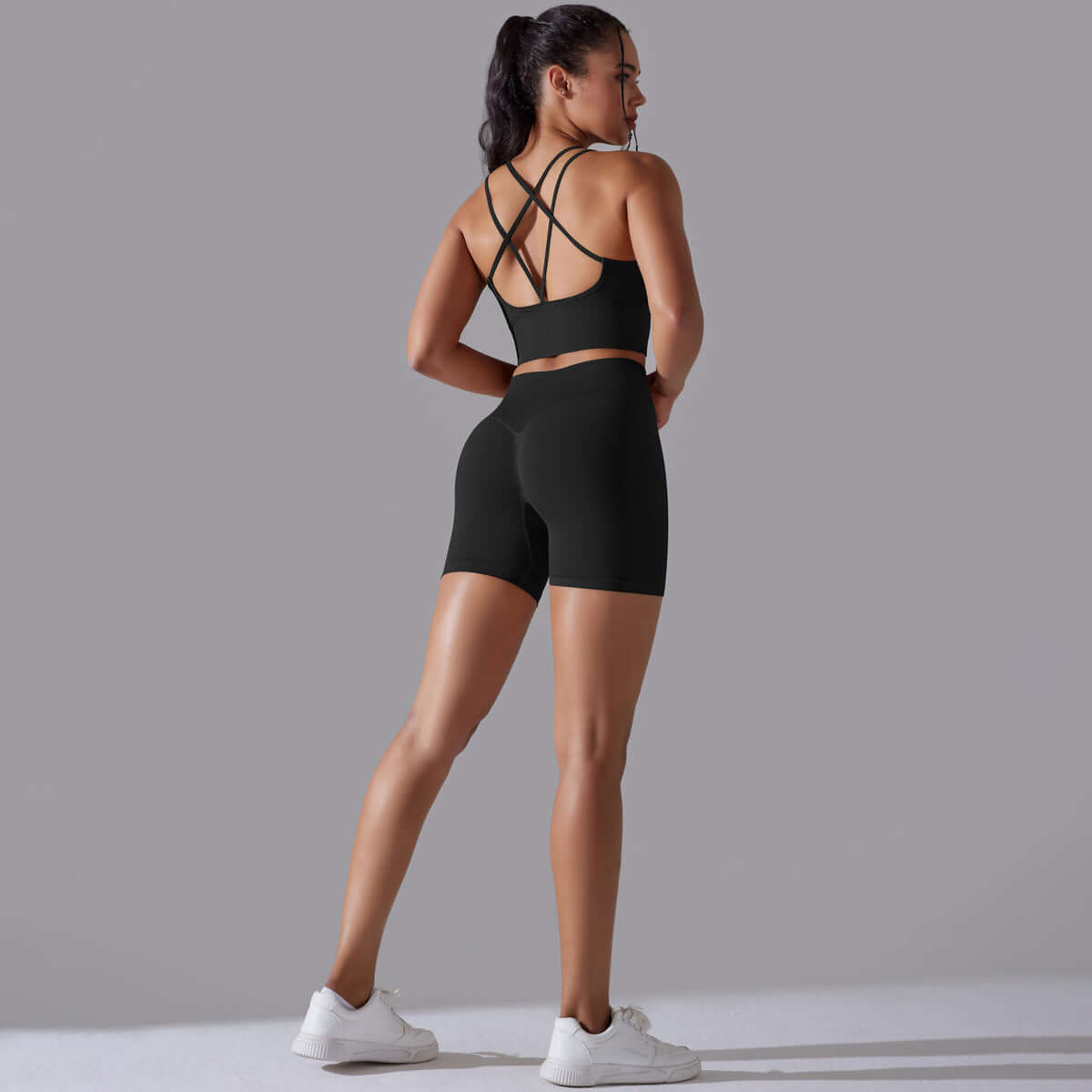 Seamless Knitted Solid Color Beauty Back High Elastic Sports Skinny Yoga Clothes Suit