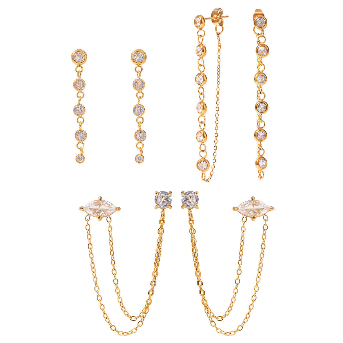 Exquisite 18K Gold Zircon Earrings