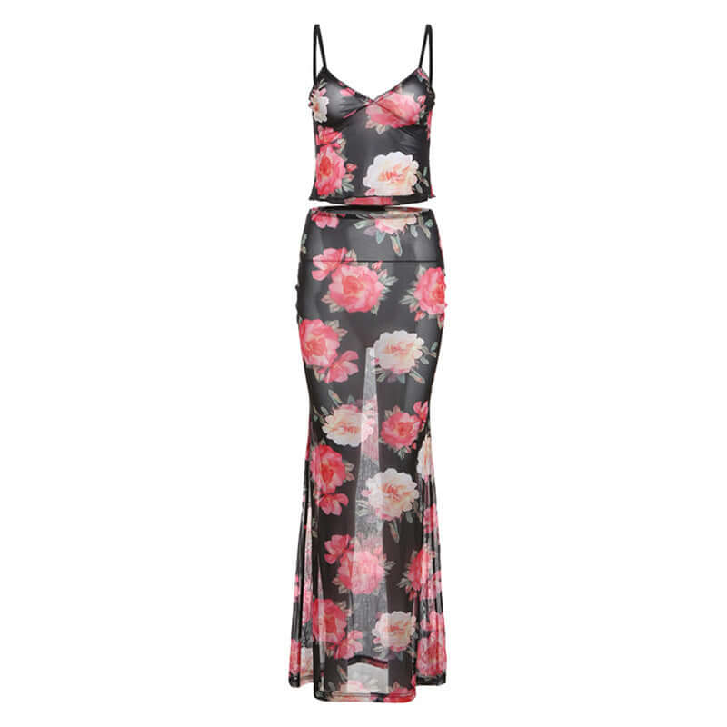 Women's Fashion Printing Overall Dress Set