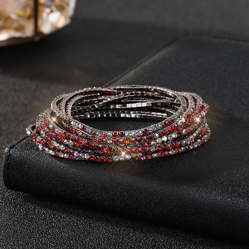 Diamond Embedded Stretch Bracelet 2mm Single Row Color