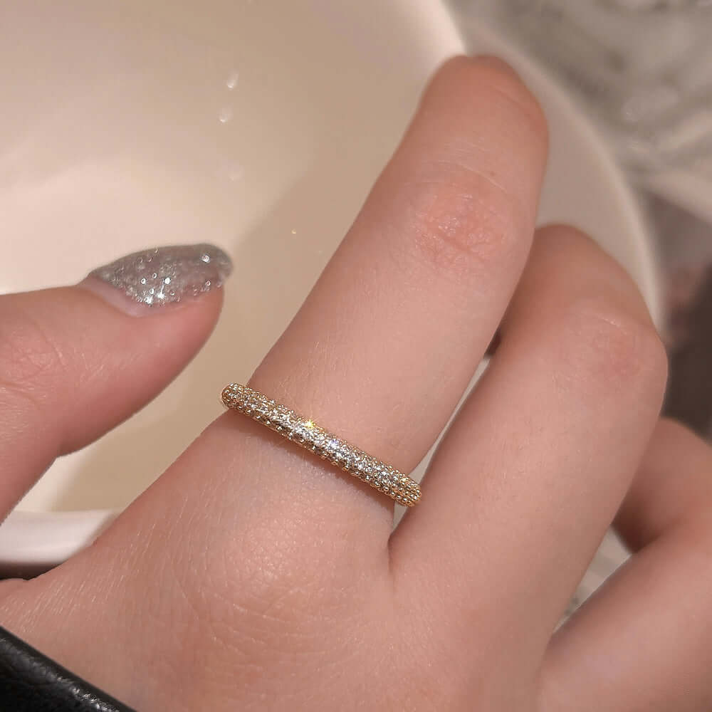 Female Fashion Full Zircon Refined And Simple Ring