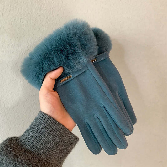 Touch Screen Warm Gloves Winter Women Fleece Lined Thickened Gloves