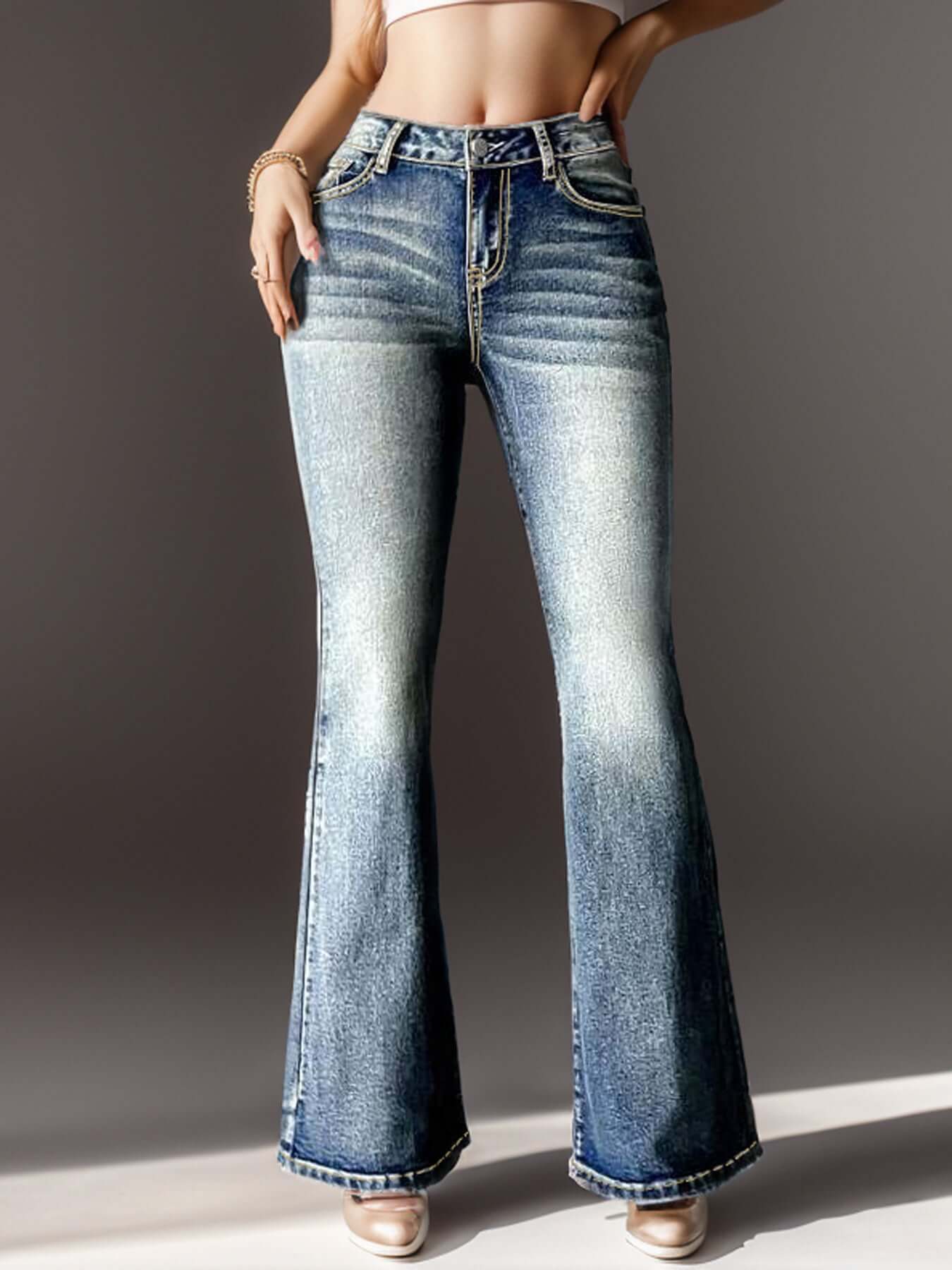 Women's Vintage High Elastic Pocket Embroidered Vintage Jeans