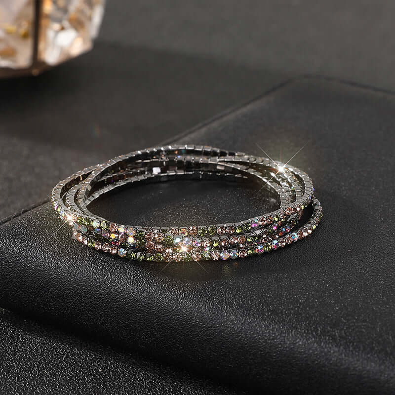 Diamond Embedded Stretch Bracelet 2mm Single Row Color