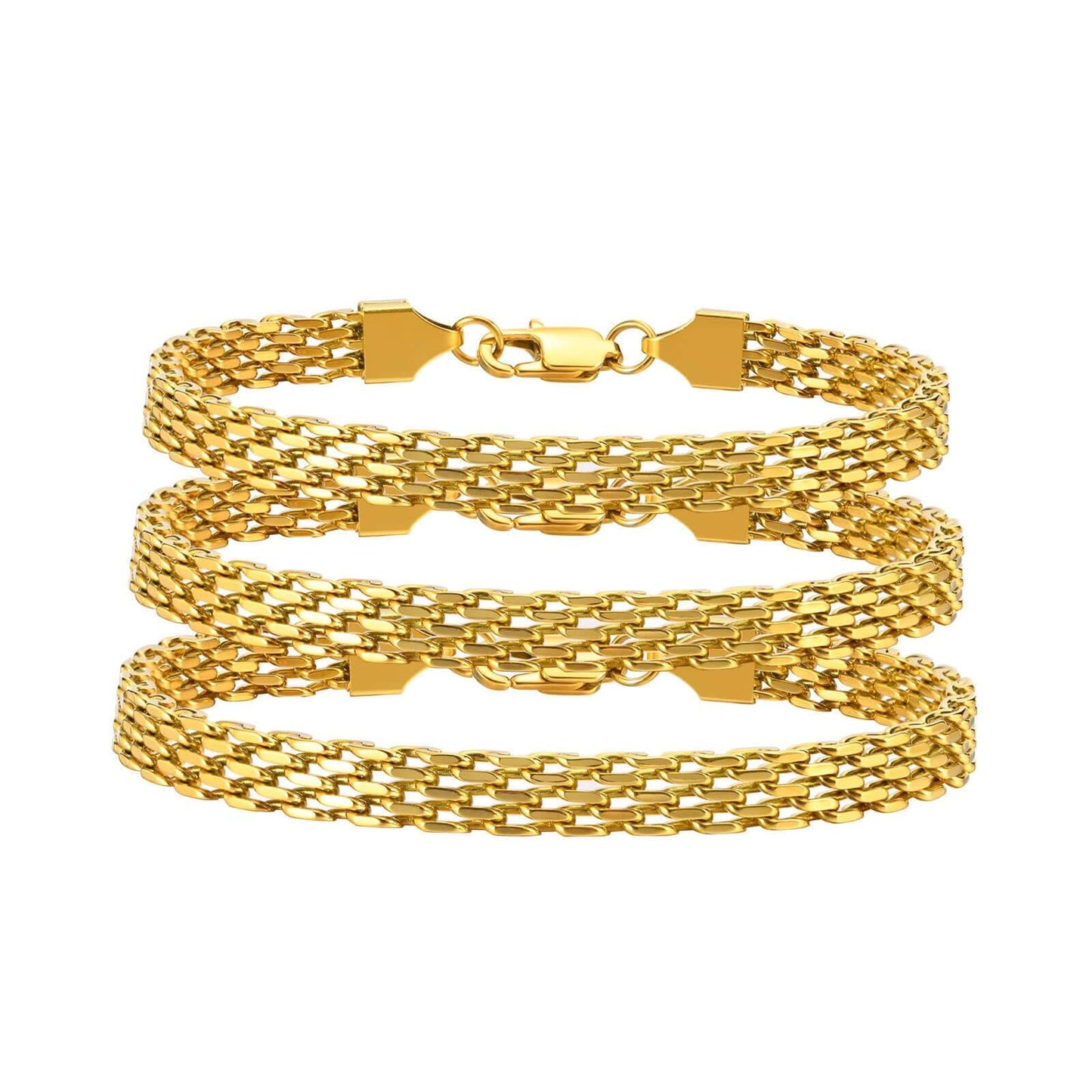 Mesh Woven Bracelet Simple Metal Chain 18K Gold