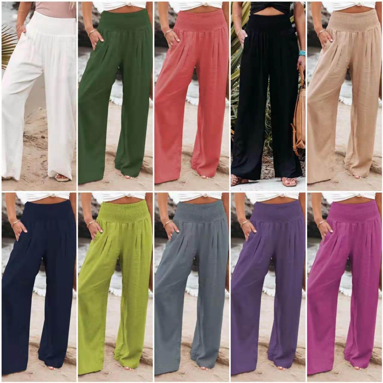 Casual Wide Leg Cotton And Linen Popular Loose Trousers