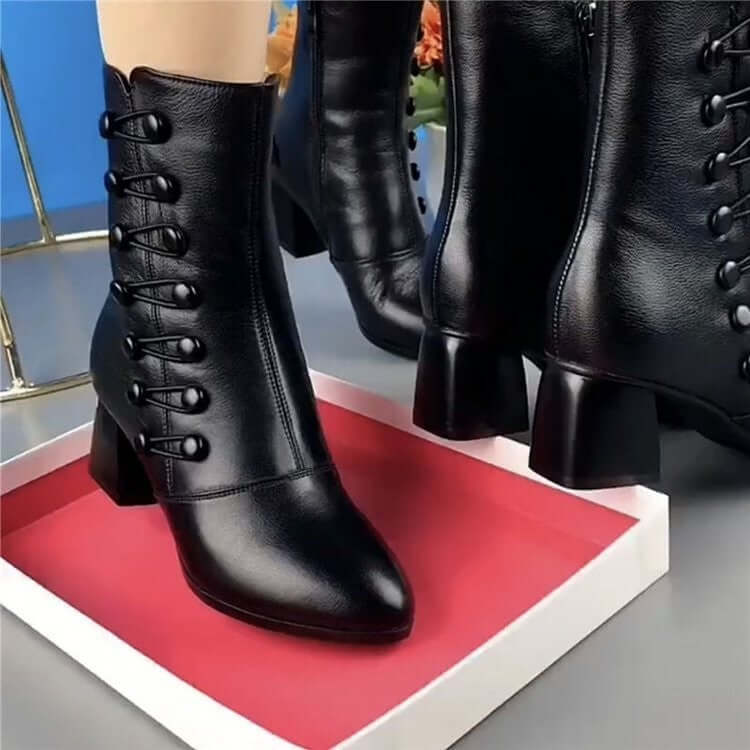 Botas de moda antideslizantes, resistentes al desgaste y con cremallera y botones decorativos