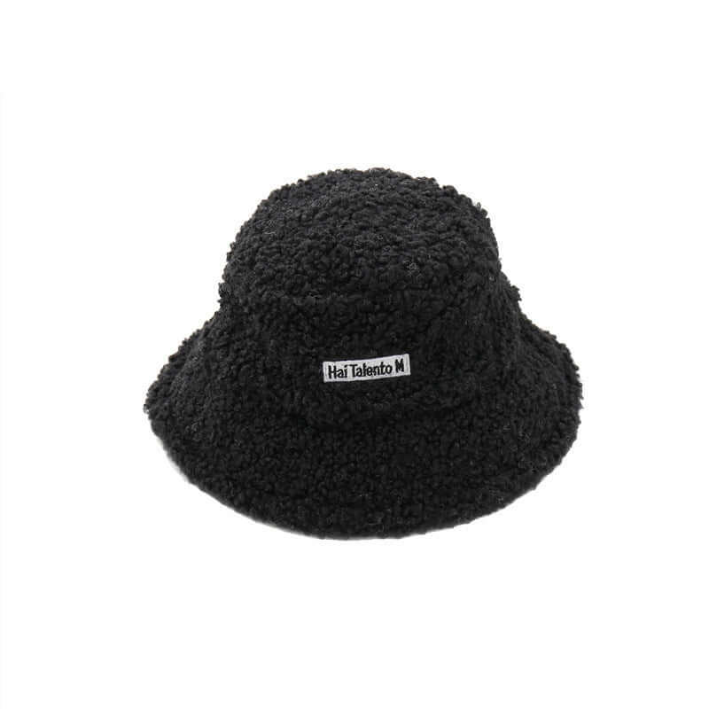 Lamb Wool Embroidery Letters Fisherman Hat