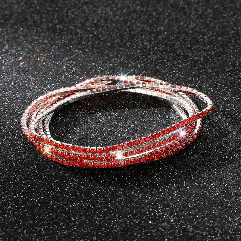 Diamond Embedded Stretch Bracelet 2mm Single Row Color