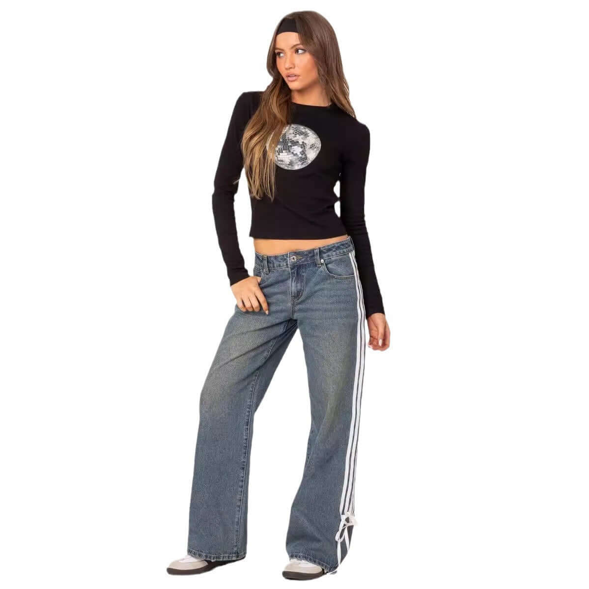 Women's Fashionable Loose Fit Wide Leg Jeans