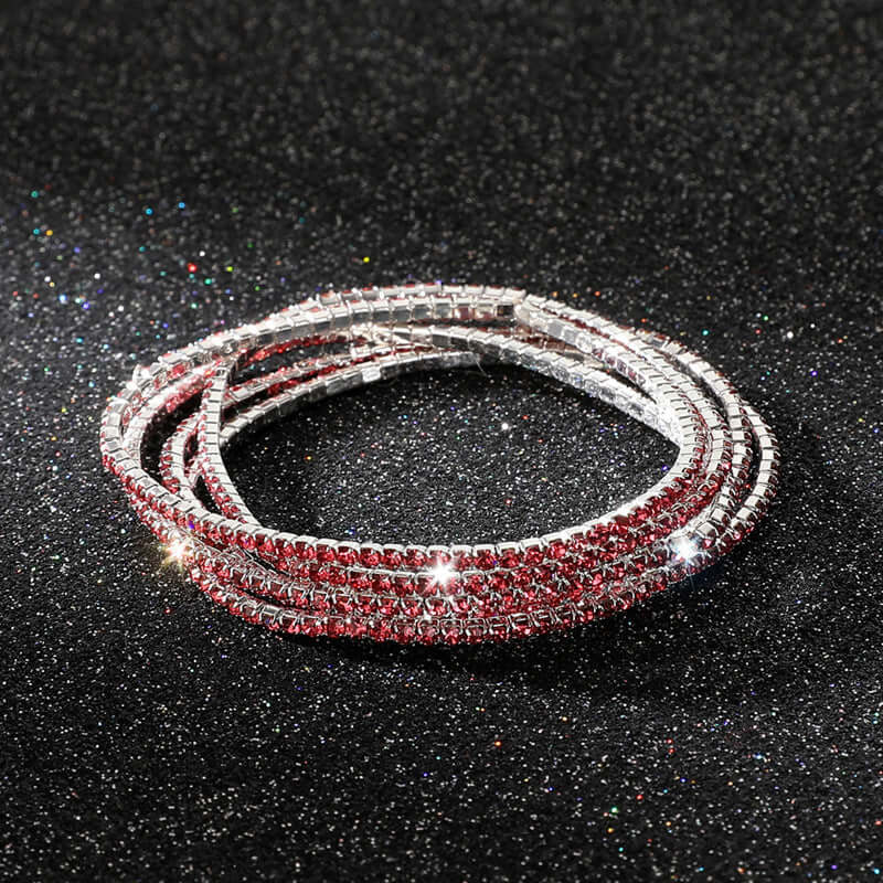 Diamond Embedded Stretch Bracelet 2mm Single Row Color