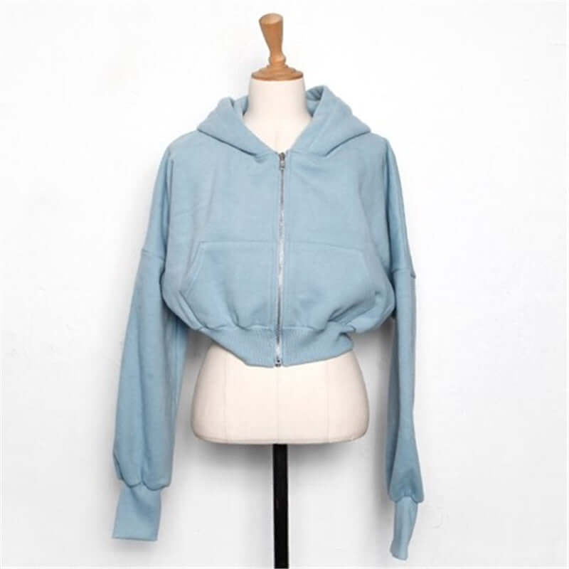 Autumn And Winter New Fashion Zipper Coat Pure Cotton High Grade Hooded American Short Sports Sweater