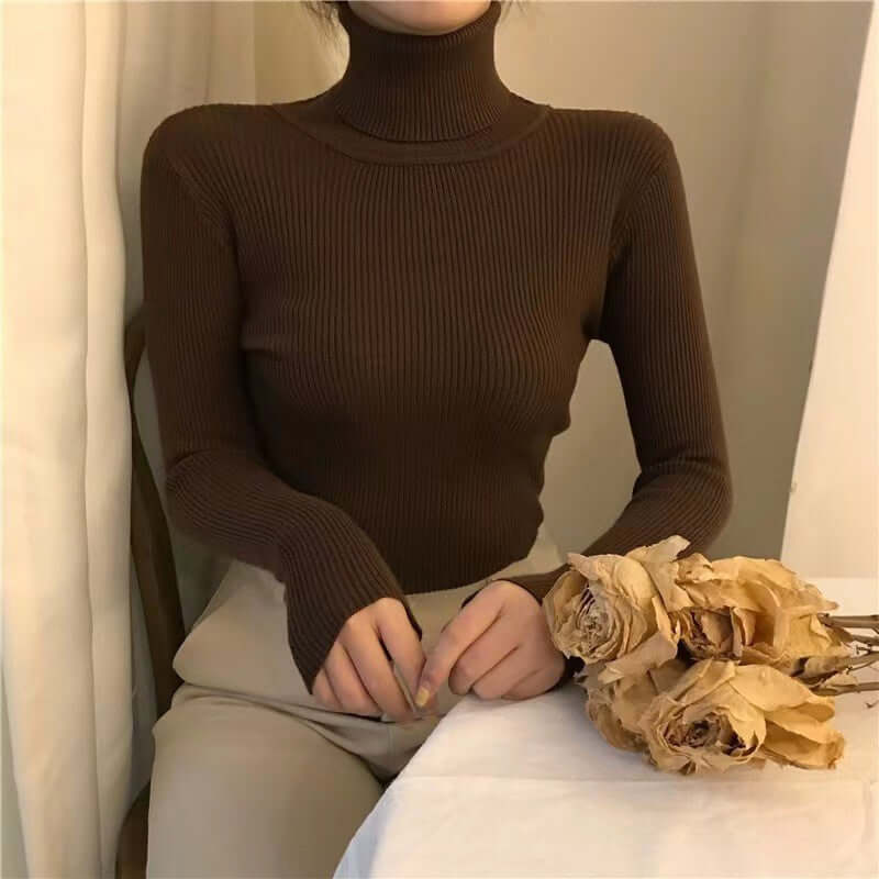 High Collar Inner Lining Bottom Sweater Slim Fit Fit Long Sleeved Sweater