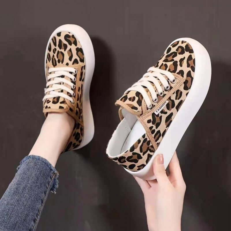 New Platform Spring And Summer Leisure Two Way Leopard Print Sneakers