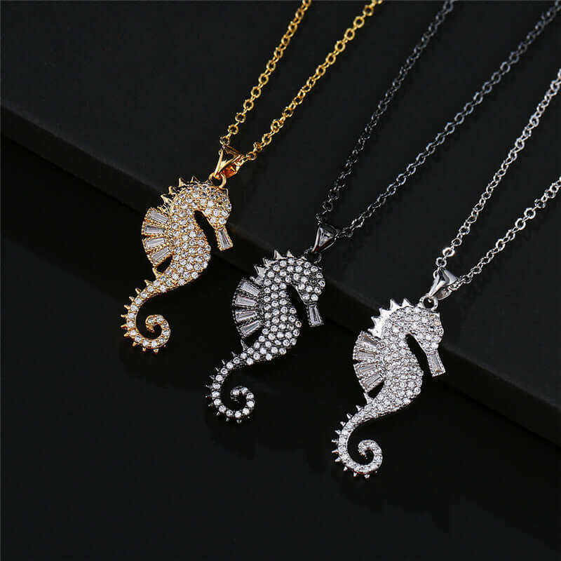 Zircon Seahorse Pendant Fashion Necklace Women