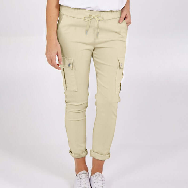 Ola Fashion Drawstring Cargo Pants with Pockets - Solid Color, Stylish