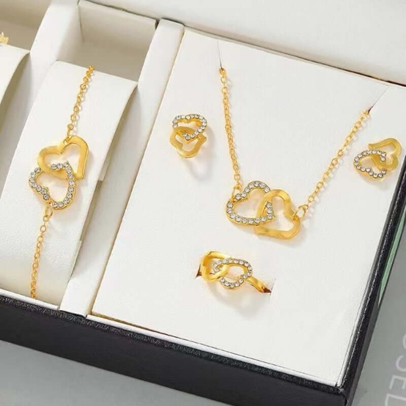 Simple Women Wear All Match Double Love Jewelry Set