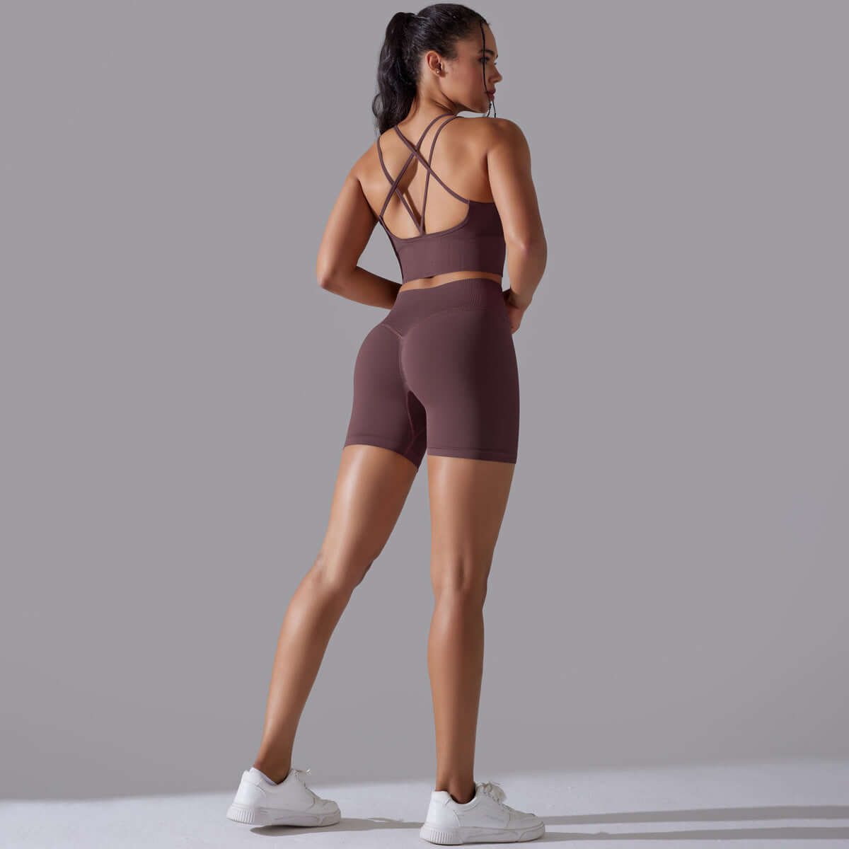 Seamless Knitted Solid Color Beauty Back High Elastic Sports Skinny Yoga Clothes Suit