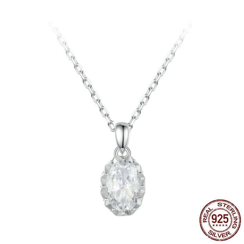 Sterling Silver S925 Light Luxury 1 Karat Shining Moissanite White Gold Plated Necklace